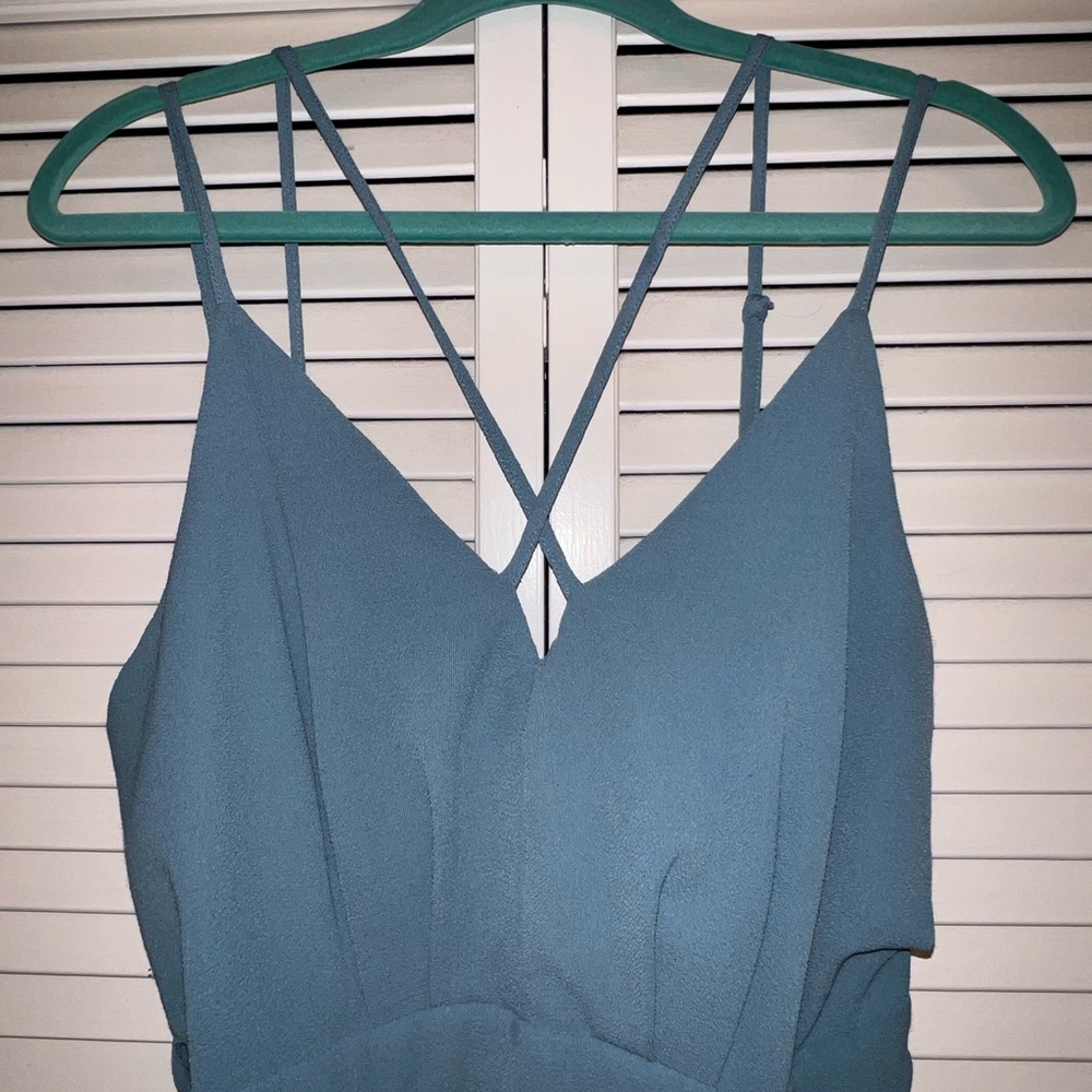 Very J Medium Light Blue Sleeveless Jumpsuit - Picture 2 of 5